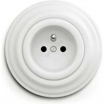 Image 1 of Reblig - Ретро настенен контакт с рамка 230 V, снежнобял (RG0151F)