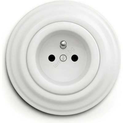 Reblig - Ретро настенен контакт с рамка 230 V, снежнобял (RG0151F)