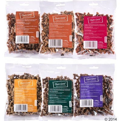 Chewies Mini kostičky miešané Drůbeží, losos, jehněčí, bachor, hovězí, zvěřina 6 x 125 g