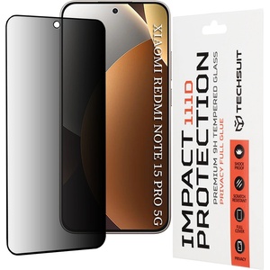 Techsuit Стъклен протектор за Xiaomi Redmi Note 15 Pro 5G - Techsuit 111D Privacy Full Glue - Черен