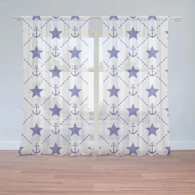 Záclony Hvězdy a kotvy: 2 ks - 150x250 cm - Sablio