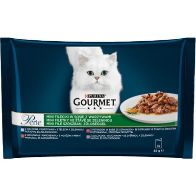 Gourmet Perle DUO kura-hovädzia / morka-jahňacia / teľacia-kačica / králik-zverina 4 x 85 g
