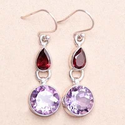 Nefertitis Ametyst broušený náušnice stříbro Ag 925 KO352 NF54534 - 2,3 cm, 5,7 g