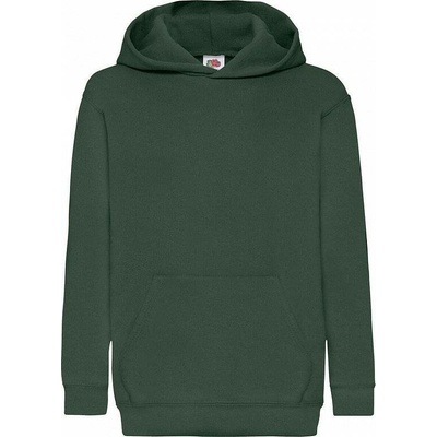 Fruit of the Loom s kapsou na břiše a kapucí 80% bavlny Zelená lahvová