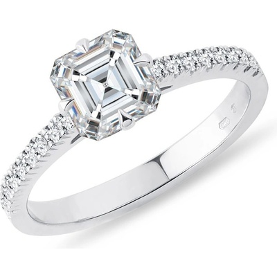 KLENOTA Zásnubný prsteň asscher cut diamond z bieleho zlata k0858012