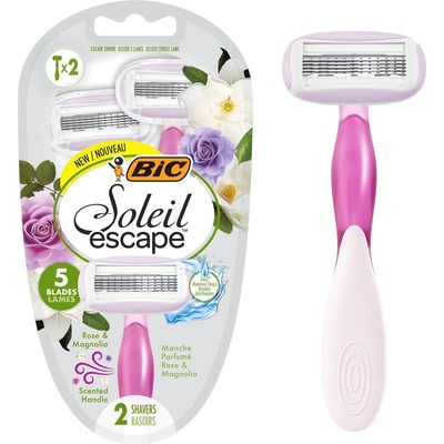 BIC SOLEIL ESCAPE Rose & Magnolia - дамски самобръсначки с 5 ножчета и ароматна дръжка, 2 бр