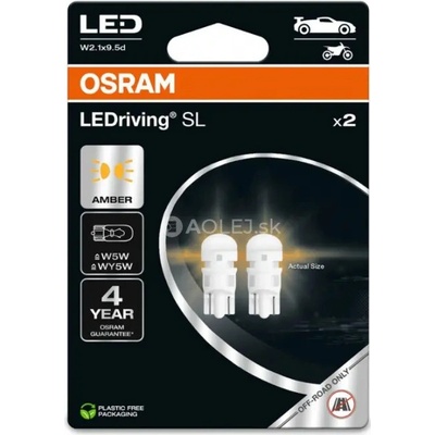 Osram W5W 12V 1W W2,1x9,5d LEDriving SL (jantárová) 2 ks