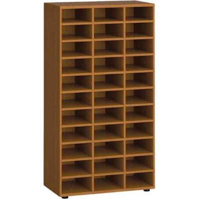 PRIMO Třídící regál WOOD, 800 x 420 x 1434 mm, 36 přihrádek, třešeň