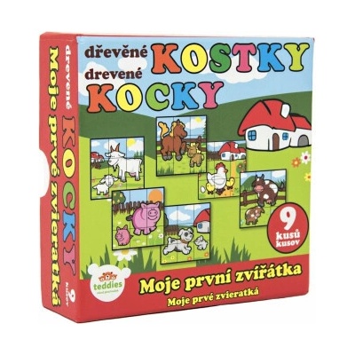 TEDDIES Obrázkové kostky Moje první zvířátka, 9 kostek