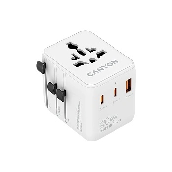 CANYON Travel Adapter OnTour 20 EU/UK/US/AUS 20W White (CNS-TA20W1005W)