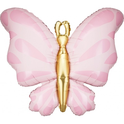 PartyDeco Balonek fóliový Motýl růžový, 101 cm