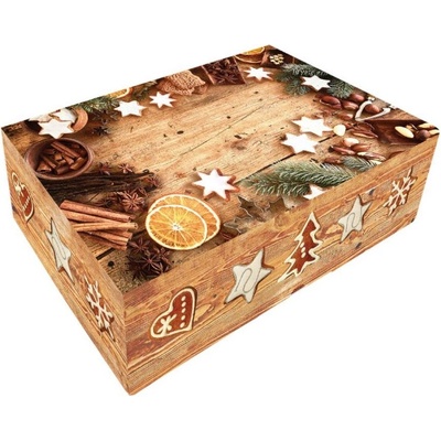 Krabička na cukrovinky s dreveným ornamentom, ideálna na vianočný stôl, rozmery 22 × 15 × 5 cm Alvarak Alvarak