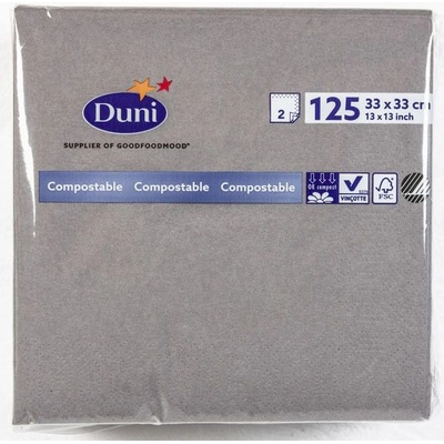 Duni ubrousky 2V 33cm tmavě šedé 125ks