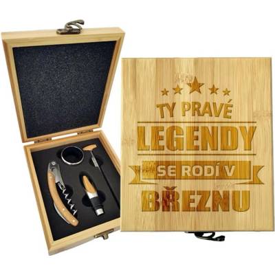 Sablio Dárková sada na víno Ty pravé legendy se rodí v březnu: 147×168×49 mm