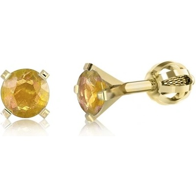 Couple Třpytivé peckové náušnice Sasha žluté zlato se žlutými zirkony 6630597-0-0-77