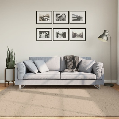 vidaXL Килим HUARTE с къс косъм, мек и миещ се, пясъчен, 200x200 см (375061)