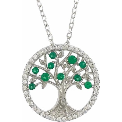 InfinitySilver Strieborný náhrdelník strom života zelený L47632045