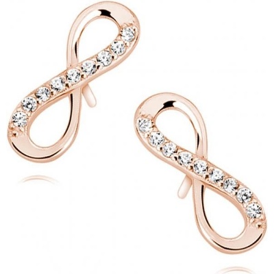 Lafira růžově pozlacené stříbrné náušnice Nekonečno Crystal Z1107RG