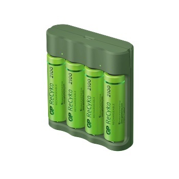 GP Зарядно устройство GP ReCyko Everyday B421 (USB) + 4 батерии ReCyko AA 2100mAh (GPACSB421001)