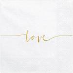 PartyDeco Салфетки - Love бели 33 x 33 см