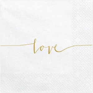 PartyDeco Салфетки - Love бели 33 x 33 см