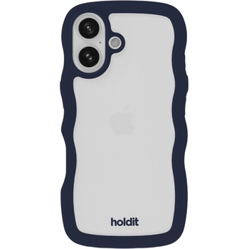 Holdit Гръб Holdit Wavy за iPhone 16 - Midnight Blue/Transparent