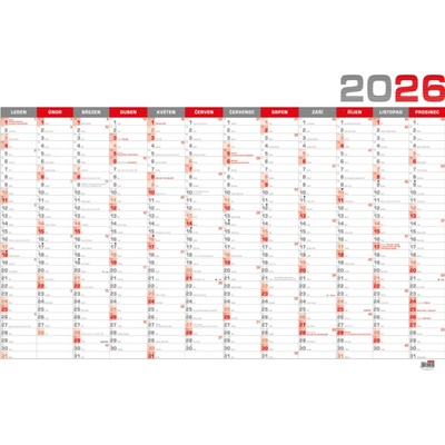 Baloušek Nástěnný roční B1 červený BKA5-26 Baloušek 20 2026 – Zboží Mobilmania