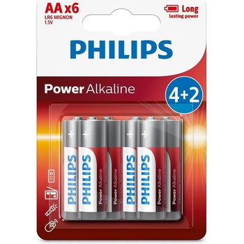 Philips Батерии алкални Philips Power AA, 1.5V, 6 бр (LR6P6BP)
