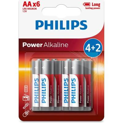 Philips Батерии алкални Philips Power AA, 1.5V, 6 бр (LR6P6BP)