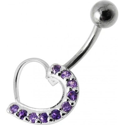 Šperky4U stříbrný piercing do pupíku srdce BP01031-A