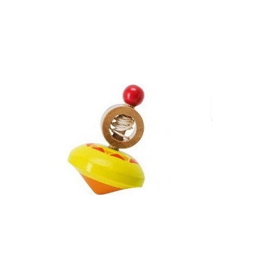 Goki Dřevěná káča s provázkem žlutá