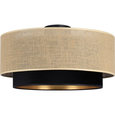 BELIS Плафон SARTA 1xE27/60W/230V Ø 45 см черен/джут (BE0943)