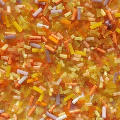 Korálky rokajl mix čípky 2-7 mm - oranžovo-žlutý, 50 g