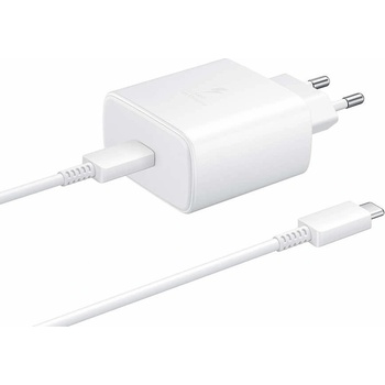 Samsung Комплект EP-TA845EWE захранване за ел. мрежа с USB-C изход и EP-DW767JWE USB-C кабел (бял) - Samsung Power Delivery 3.0 45W Wall Charger Set (bulk)