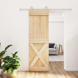 vidaXL Преплъзваща се врата Естествено и бяло 70 x 210 cm (3445016)