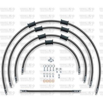 STANDARD Hadica prednej brzdy sada Venhill POWERHOSEPLUS KAW-11006FS-BK (3 hadice v sade) čiernej hadice, nerezové koncovky