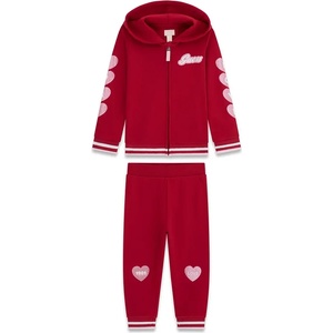 Guess Спортен екип цвят череша за мини момиче с розови детайли и надписи Guess