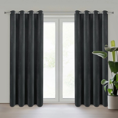 Eurofirany Záves 140x250 cm zamatový čierny na kovové krúžky NITA