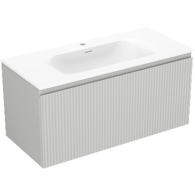 Mexen Rivel баня шкаф 100 см с мивка Vela, 1 чекмедже, с резби, сив мат/бял мат - 91A20-10047-1-BF62-W23M01 (91A20-10047-1-BF62-W23M01)