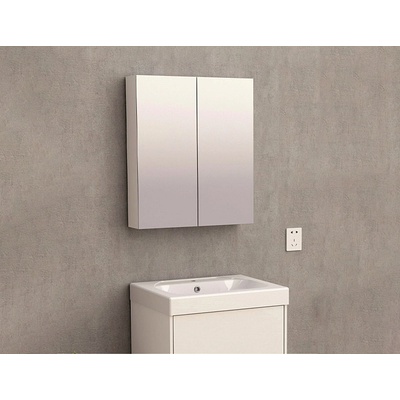 Inter ceramic МЕБЕЛ ЗА БАНЯ ГОРЕН С ОГЛЕДАЛНИ ВРАТИЧКИ icp6049-2/6070 60х70х13, 5см БЯЛ (icp6049-2/6070)