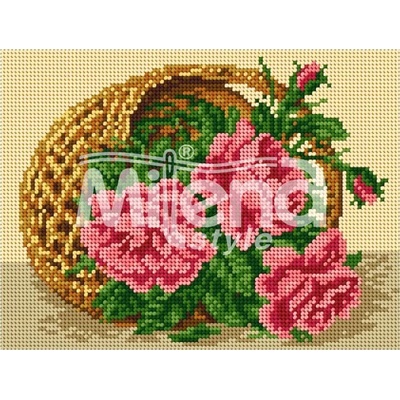 Milena Style Кошничка с рози - гоблен с щампа с конци Ariadna
