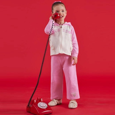 Guess Комплект двуцветен суичър за мини момиче и спортен панталон в розово Guess