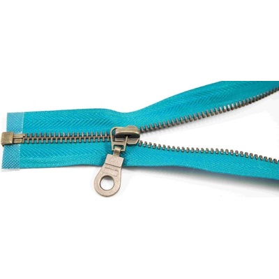Deliteľný kovový starokovový zips č.5 viac farieb - dĺžka (30 - 100 cm) 80 cm tyrkysová