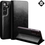 Qialino Samsung S25 QIALINO Стойка за калъф, истинска кожа FLIP, държач за настолен компютър, BLACK GP-166215 (GP-166215)
