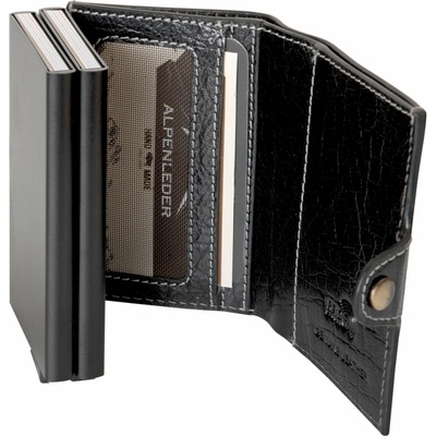 CARD LIFT DOUBLE - kožená černá peněženka Alpenleder černá - ebony