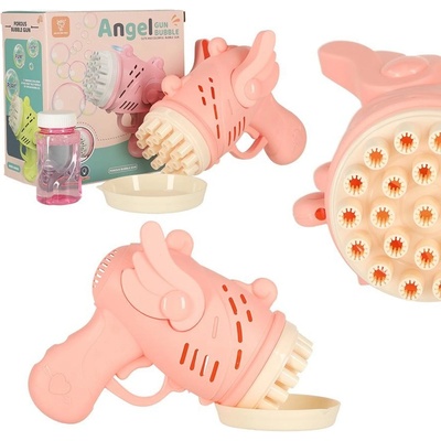 Pistole na mýdlové bubliny s křídly růžová