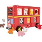 Bigjigs Toys Детски дървен сортер - Червен автобус (bj692)