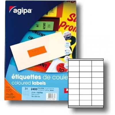 Etikety farebné 70x35mm APLI A4 100 hárkov fluo oranžové