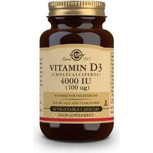 Solgar Хранителна добавка Витамин Д3 100 мг , Solgar Solgar Vitamin D-3 4000IU 100ug 60veg. caps