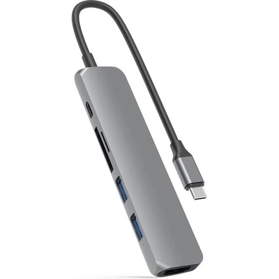HYPER by Sanho HyperDrive Bar 6-in-1 USB-C Hub - мултифункционален хъб за свързване на допълнителна периферия за устройства с USB-C (тъмносив)
